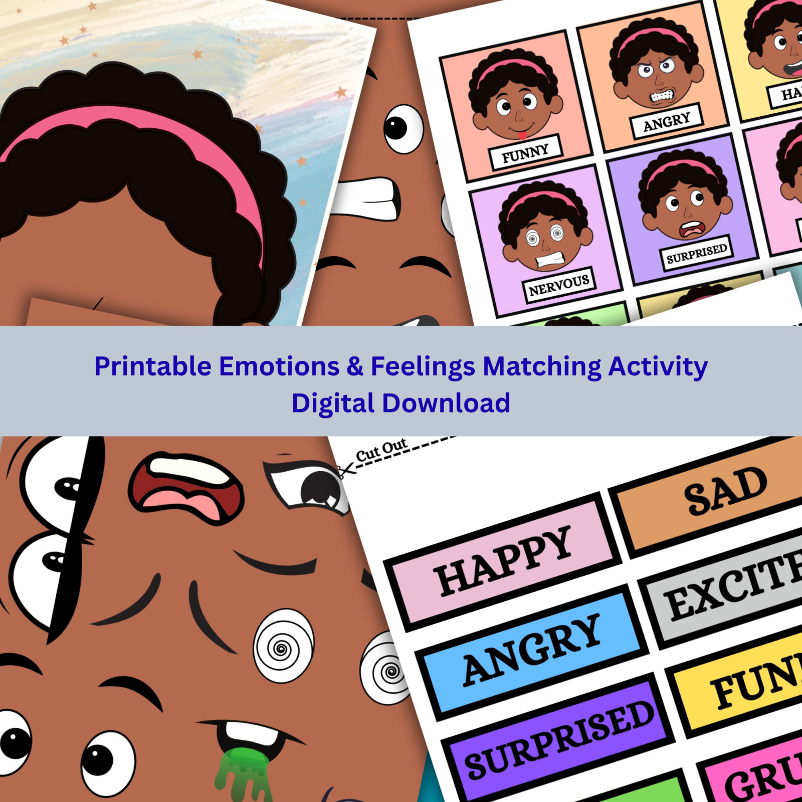 Printable Emotions & Feelings Matching Activity | Digital Download