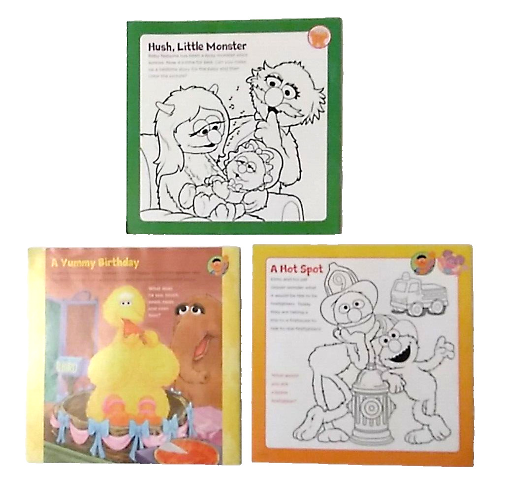 Sesame Street Elmo’s Learning 3 Activity Books 18 Flash Cards Video Fishing Game