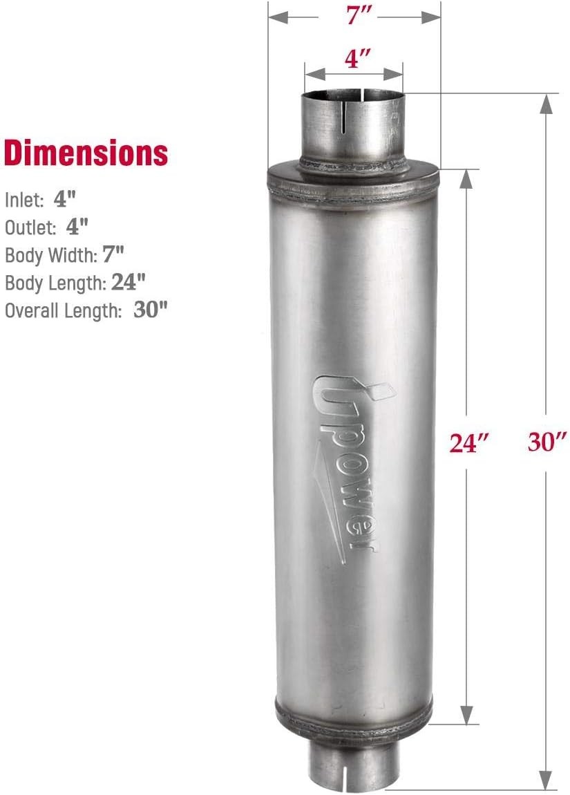 4″ Inlet Diesel Exhaust Muffler 7″ x 24″ Body 30″ Whole Length XS2772