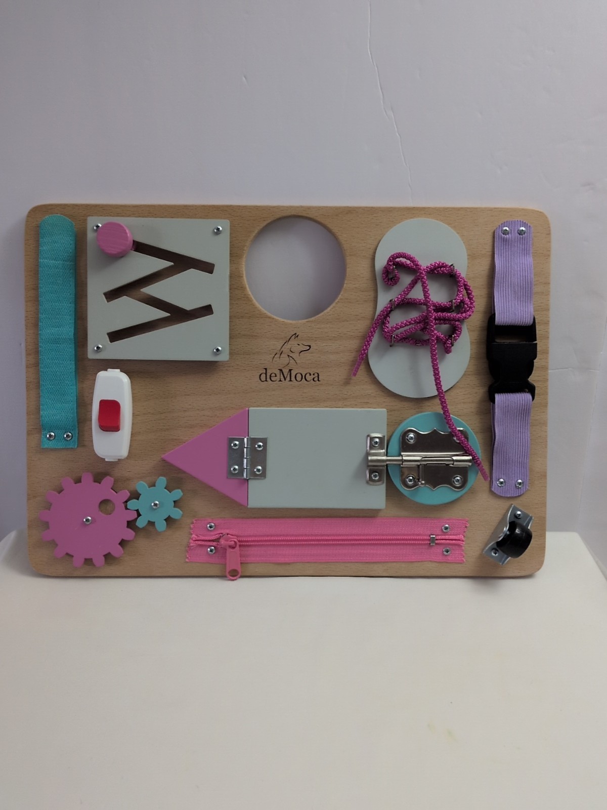 BUSY BOARD Wooden Sensory Toys Toddler Educational Learning Activities DEMOCA