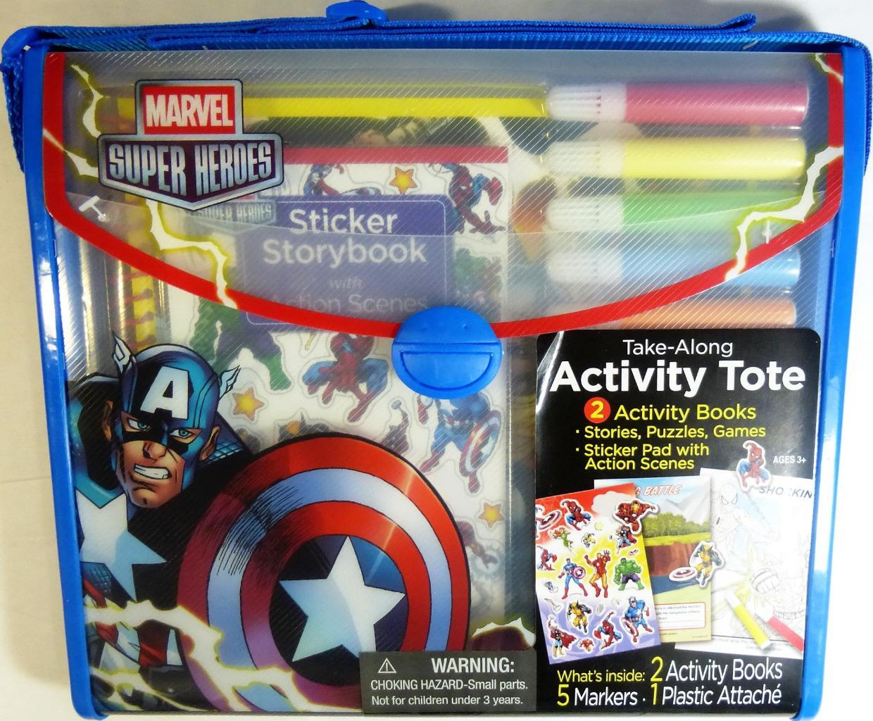 Marvel Avengers Assemble Take Along Activity Tote Books Puzzles Stickers Markers
