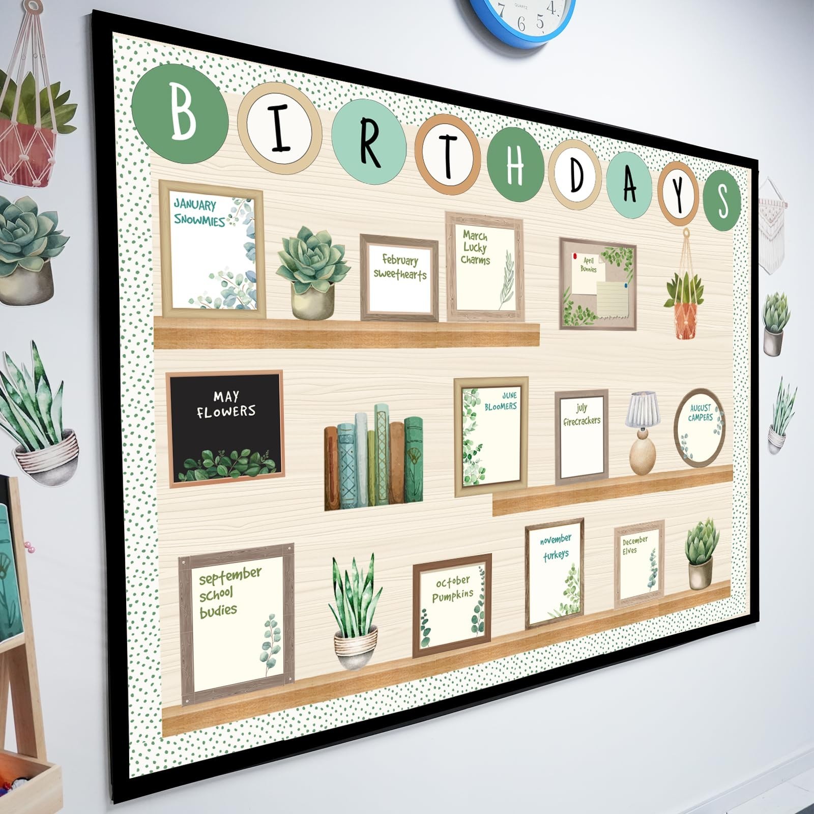 Eucalyptus Birthday Bulletin Board Set for Classroom, Birthday Chart for Clas…