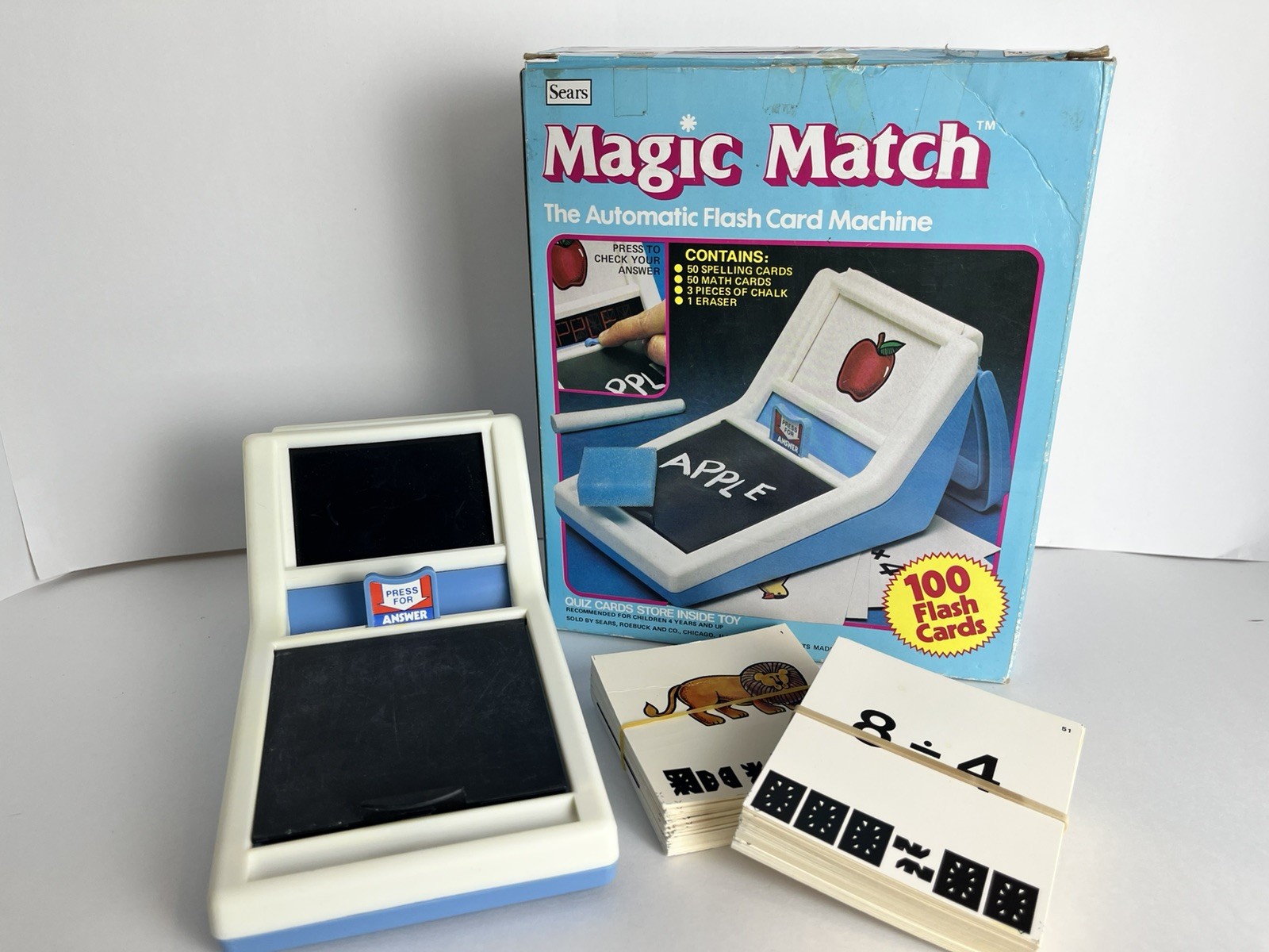 Vintage Sears Magic Match Flash Card Machine Educational Toy 1982