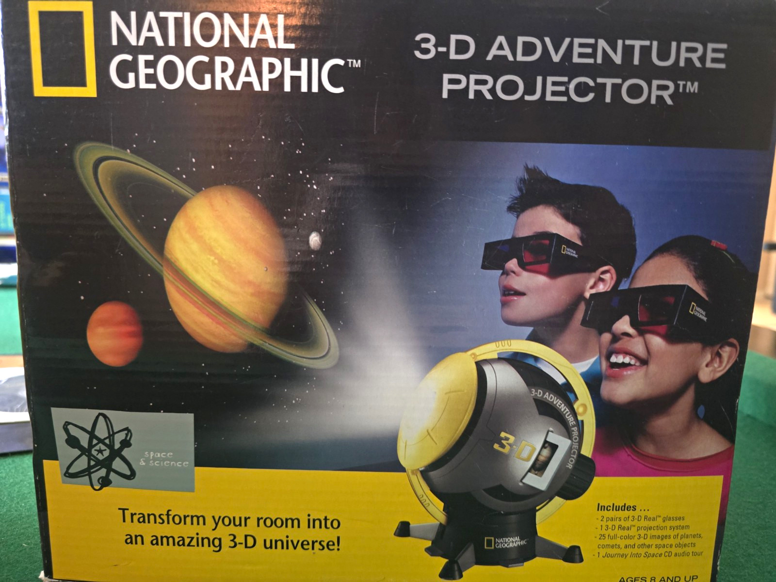 National Geographic 3-D Adventure Projector Space Science Toy w/ Glasses Disc 8+