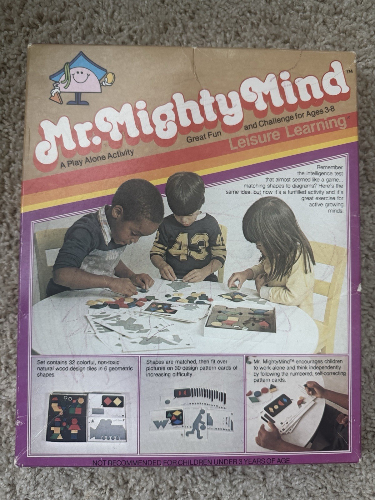 Vintage MR MIGHTY MIND -Play Alone Activity Set– education-wood Shapes Blocks