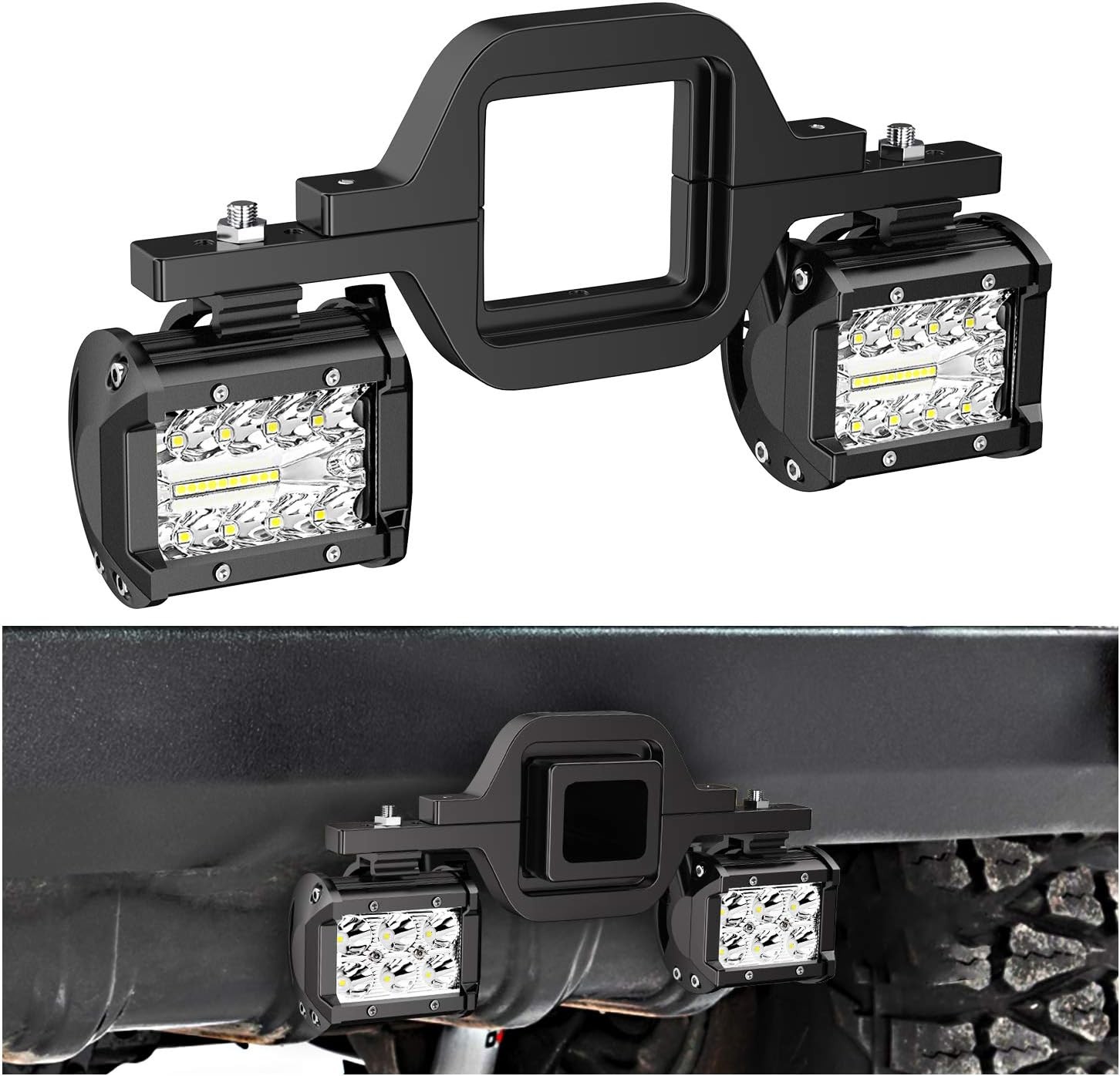 2 Pcs 4 Inch 60W Led Pods w/ Mounting Brackets Backup Reverse Lights Rear Light