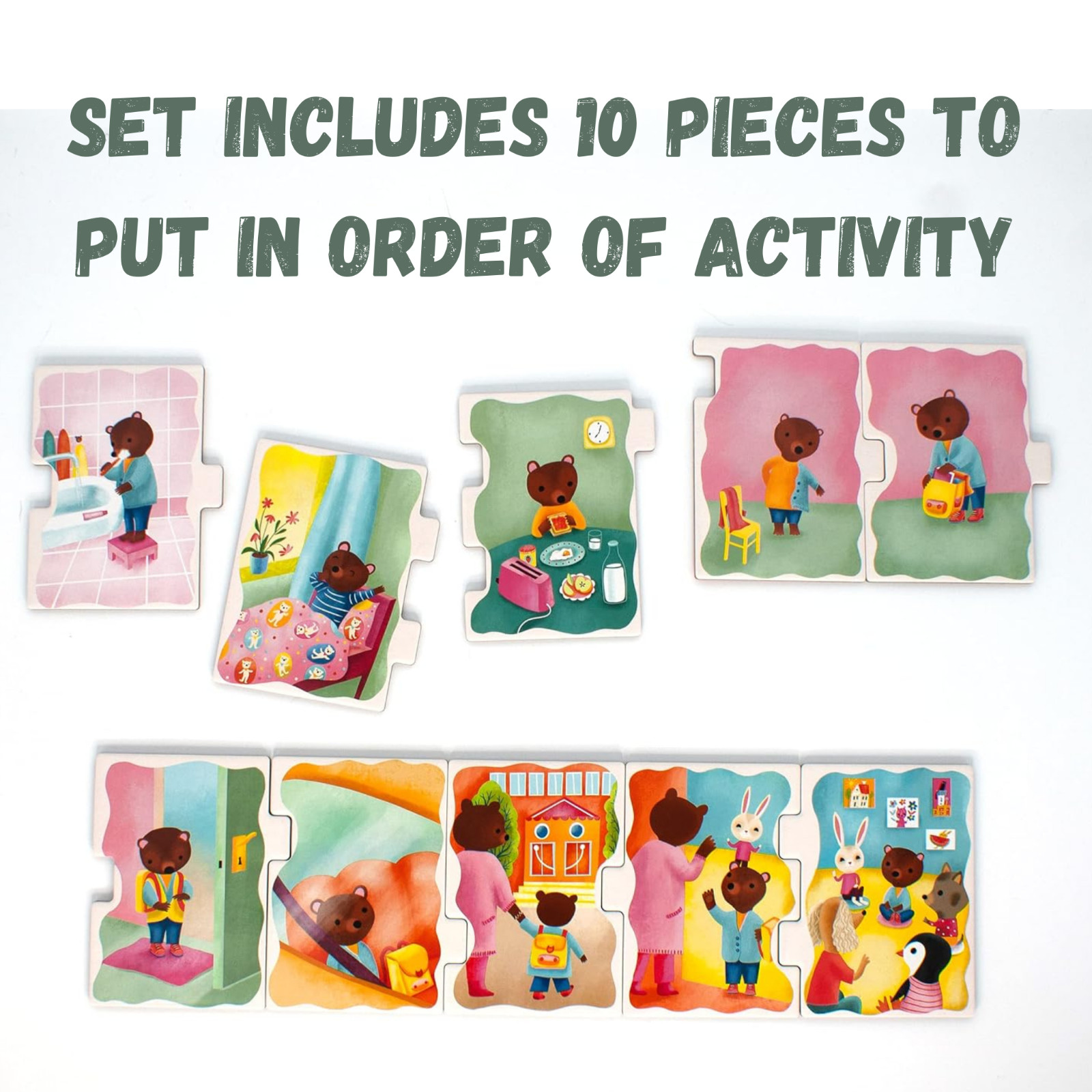 Eeboo Ready to Go School Sequencing Puzzle PreK Kindergrten 10 Giant Pieces New