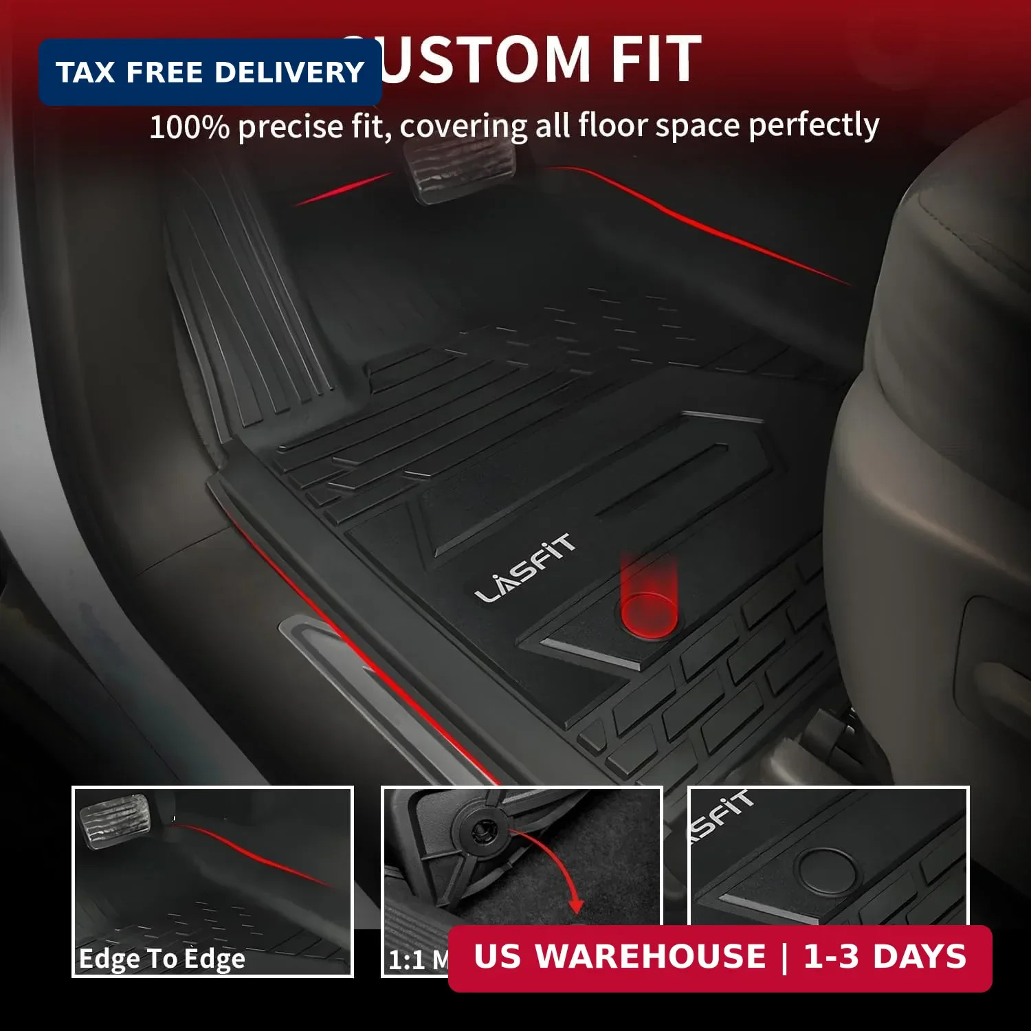 LASFIT Floor Mats 2019-2026 for Chevy Silverado/GMC Sierra 1500, 2020-2026 for 2