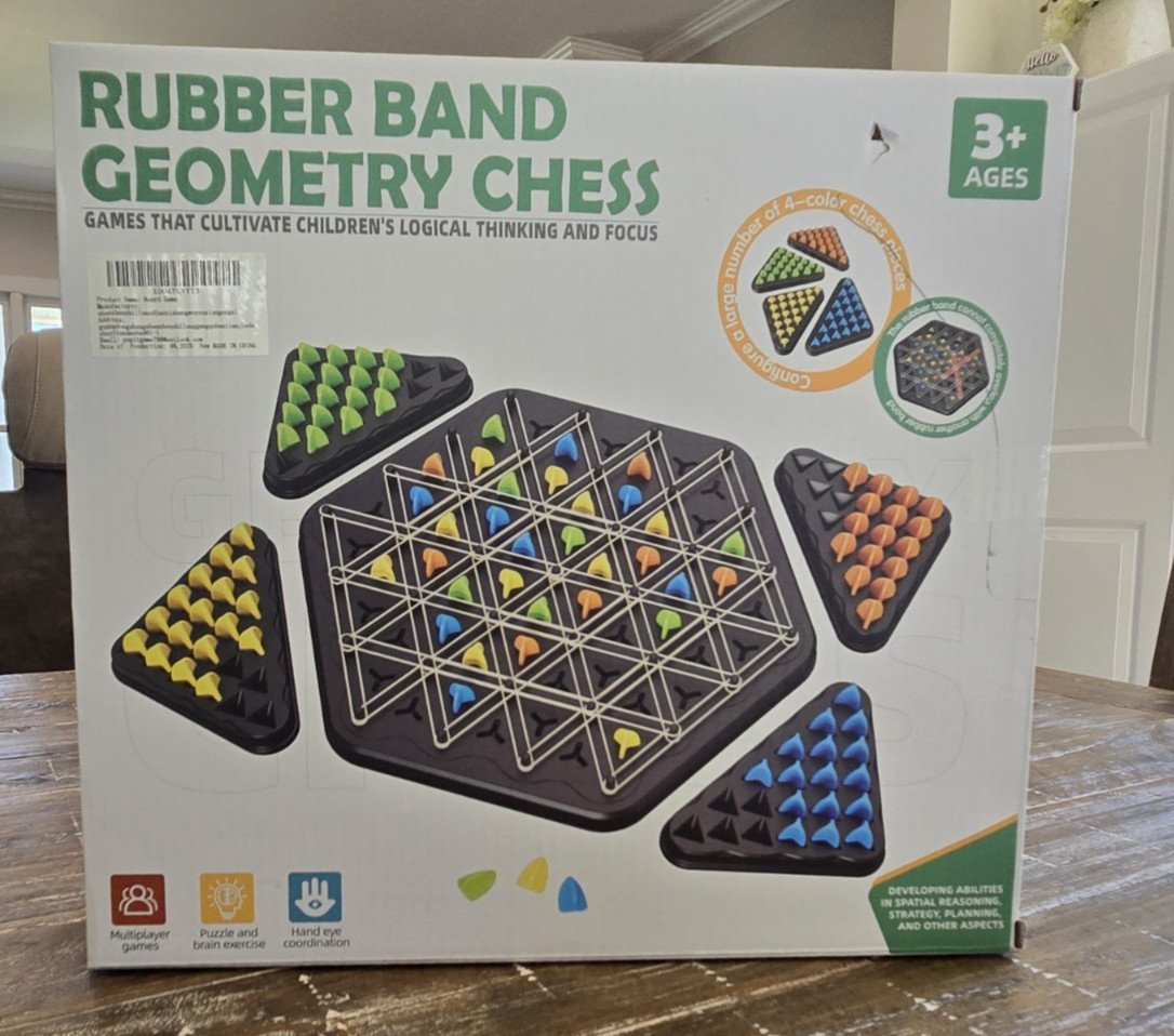 Chain Chess Rubber Band Strategy Game – Geometry Brain Teaser Puzzle – New
