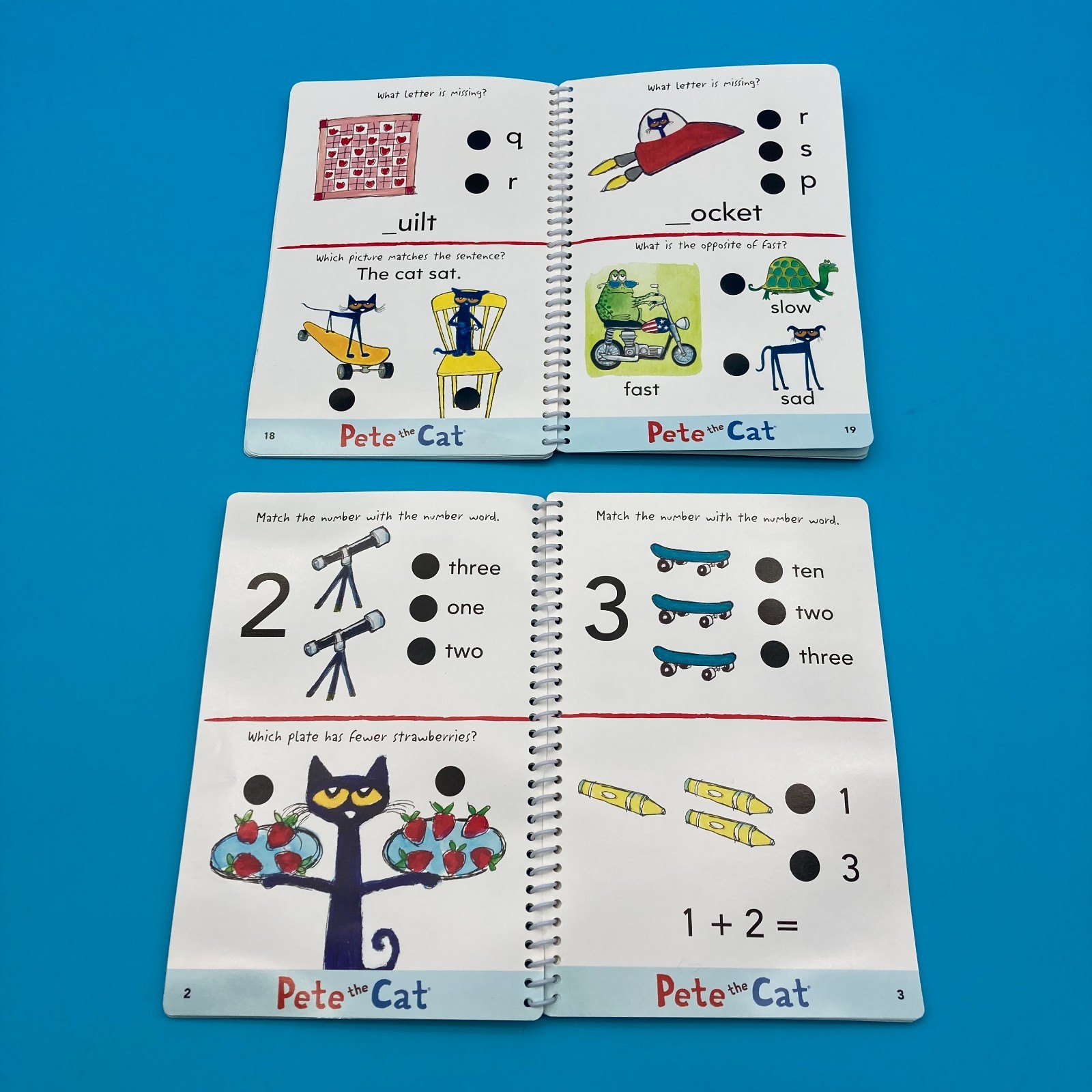 Pete the Cat Hot Dots Math Language Phonics Book Set Interactive Pen Tested