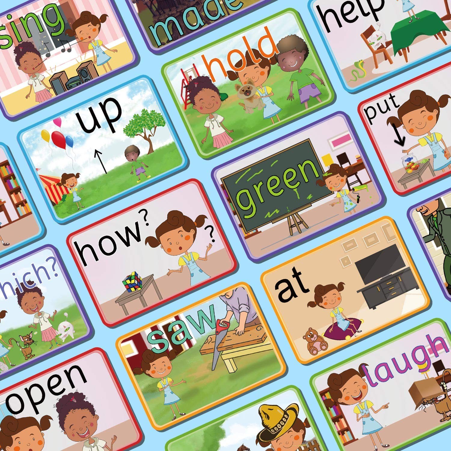 Springflower Sight Words Flash Cards Picturesmotionssentences 220 Dolch Sight
