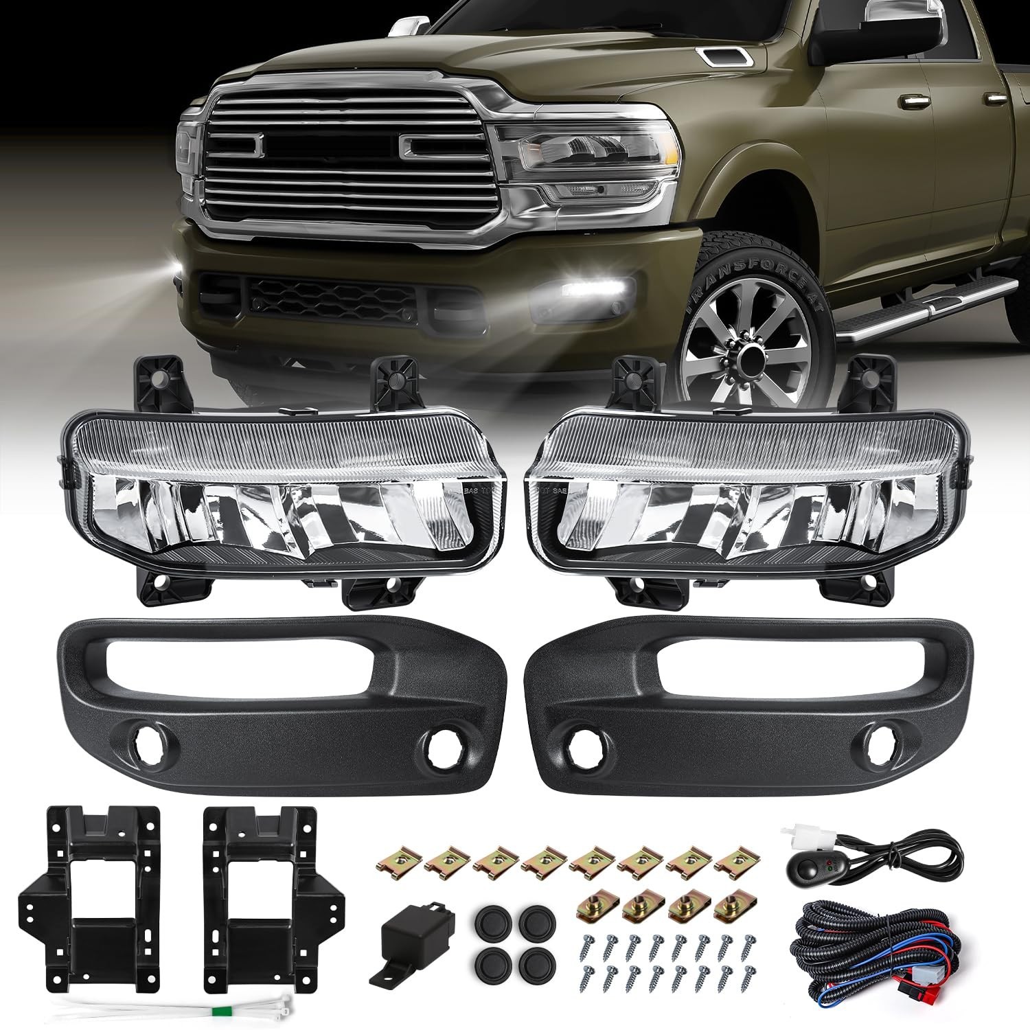 FICOLPOLed Fog Lights Assembly for 2019 2020 2021 2022 2023 2024 Dodge Ram 25…