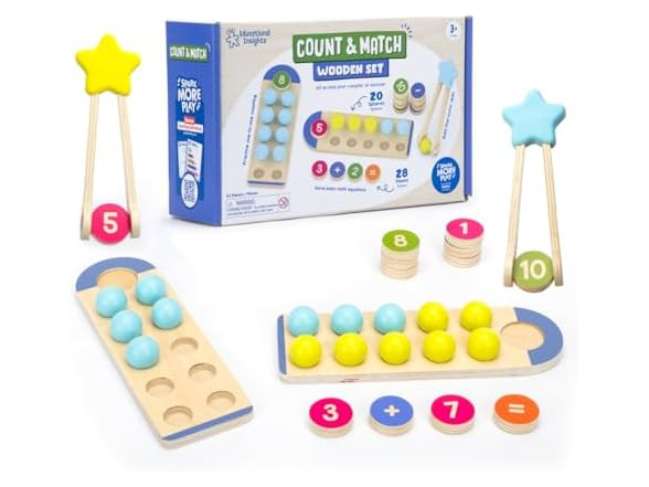 Educational Insights Count & Match Wooden Set Math Fine Motor Skills
