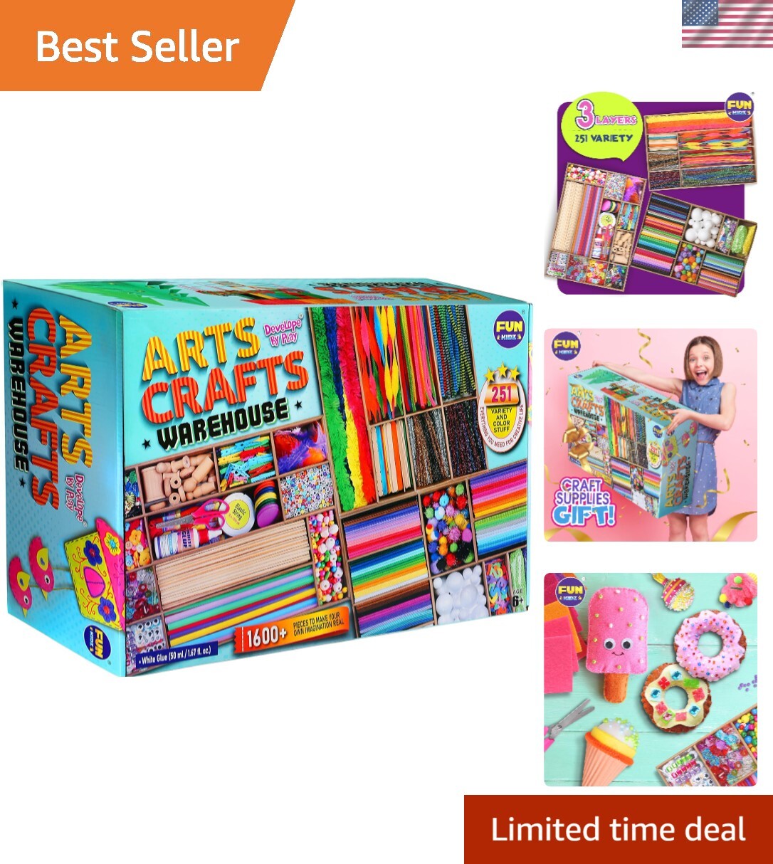 3 Layers Jumbo Arts and Crafts Supplies Warehouse, Biggest Chest Box 17.91Wx1…