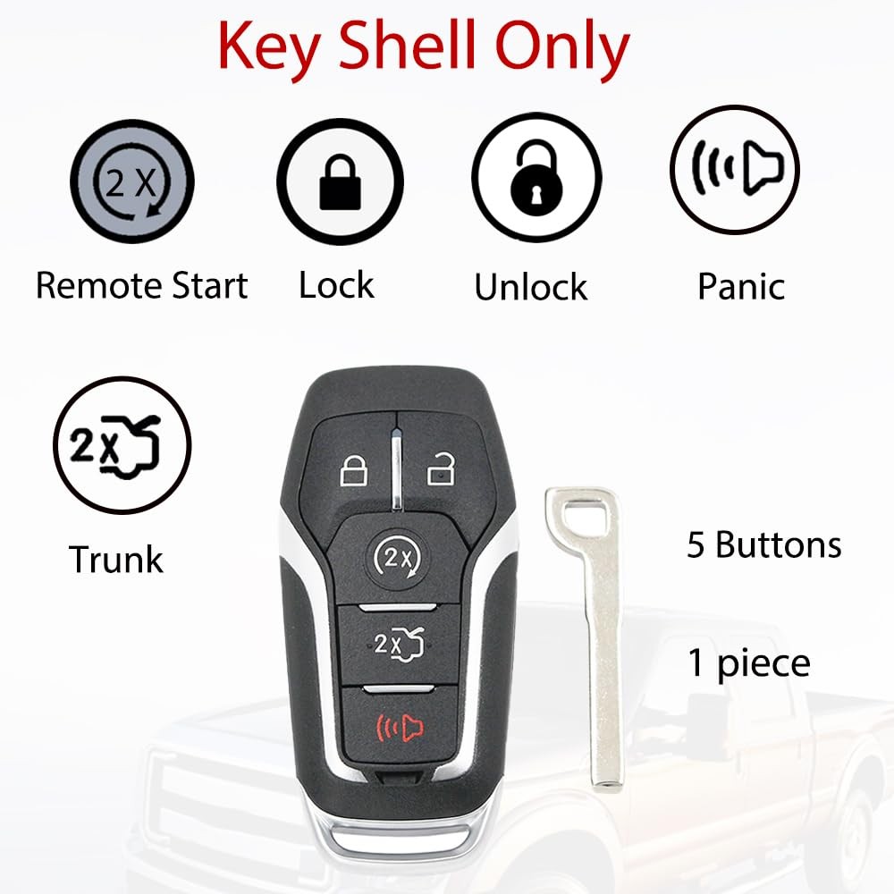 MechanMagic Smart Key Fob Shell Case Cover Replacement Fit for Ford Black