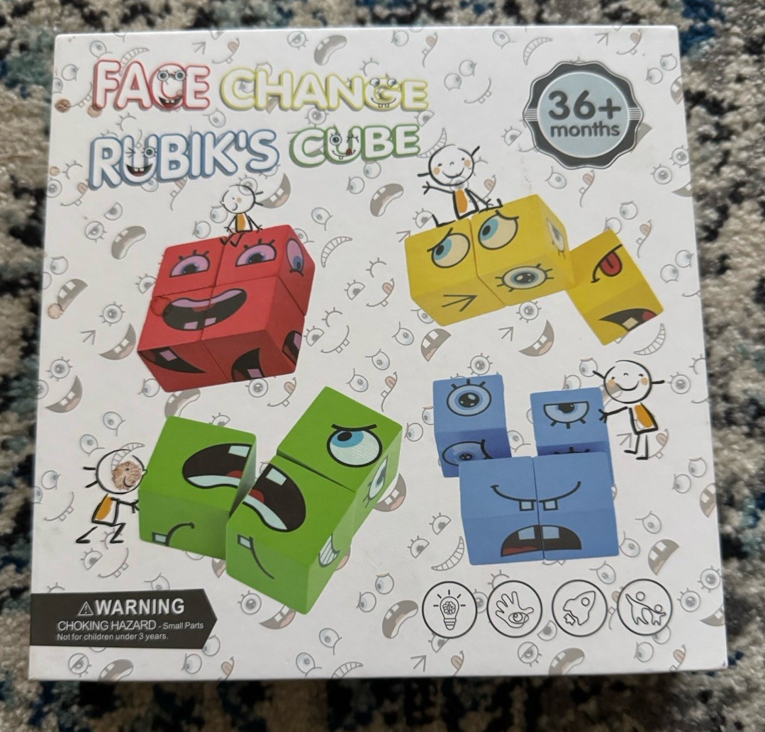 Face Change Rubik’s Cube Toy Wooden Block Kids 36+ Mo Learning Game EUC 3 Year+