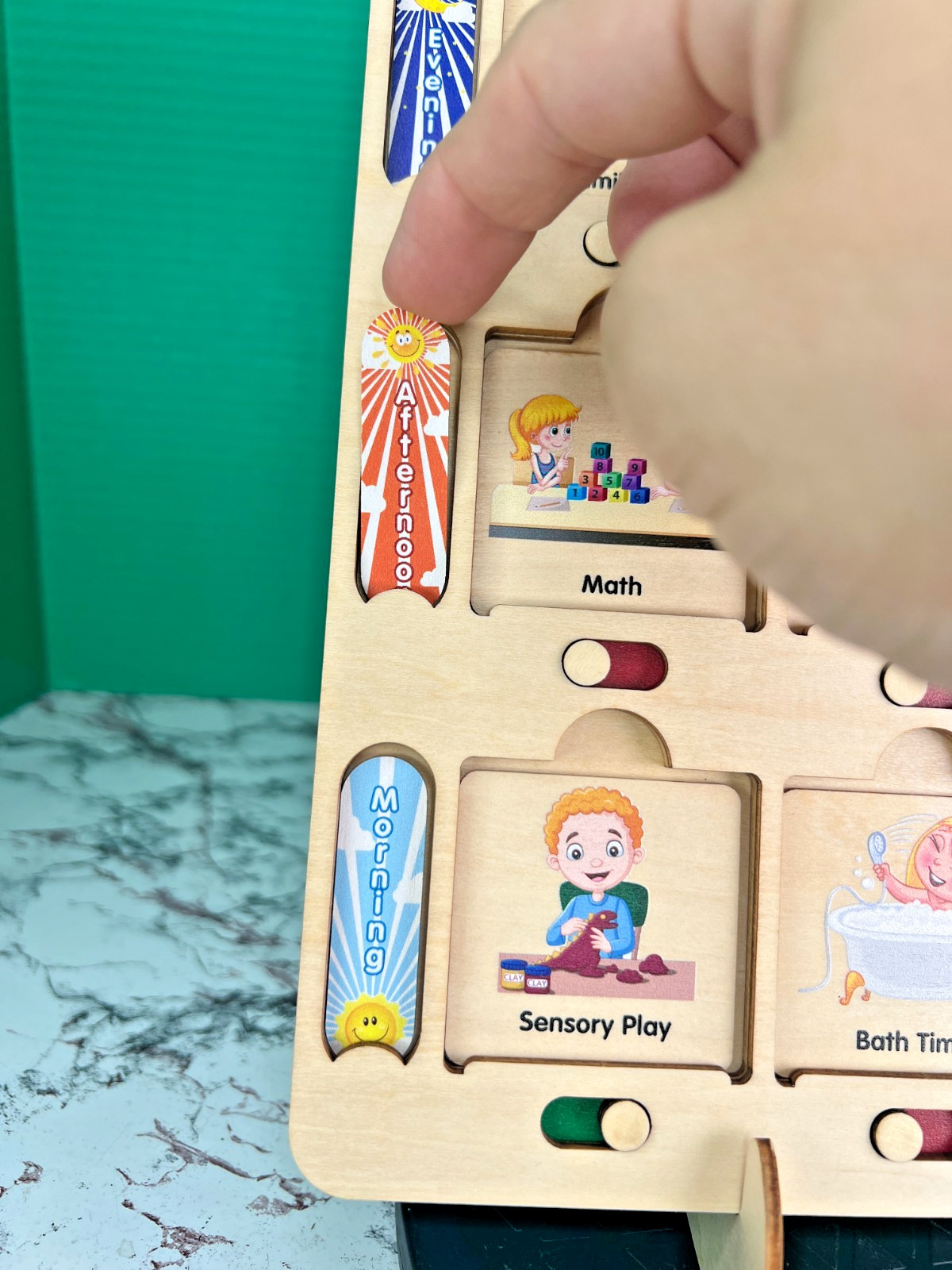 Wooden Montessori Daily Responsibilities Chart Routine Board for Toddlers Kids