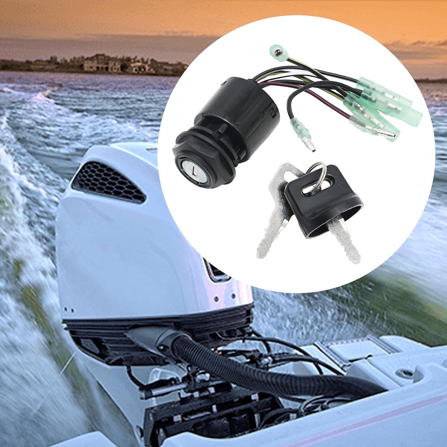 35100ZV5013 Boat Engine Starter Ignition Switch and Key, Outboard Motor Remote