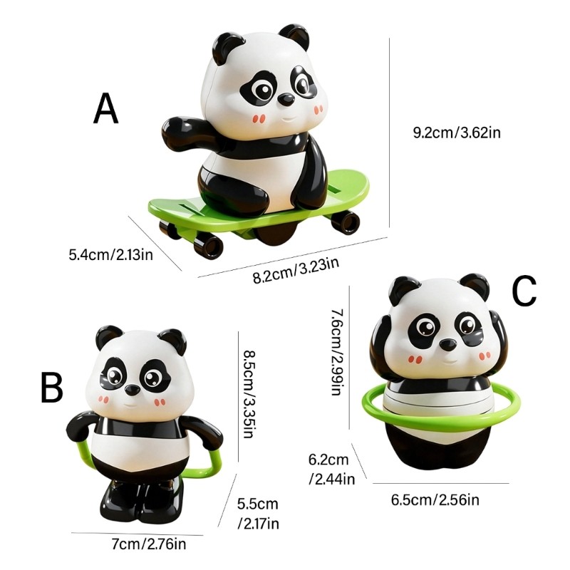 Wind up Skateboarding Panda Figure Cartoon Mechanical Wind up Toy Kids Present