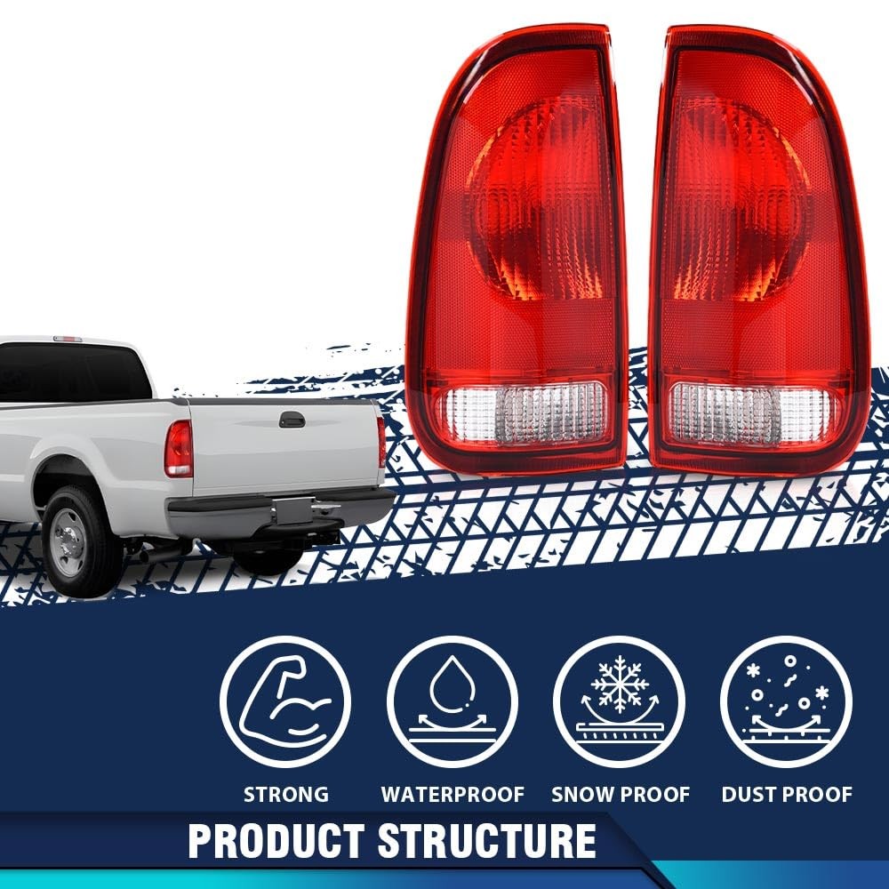Red Lens Black Housing Tail Lights for Ford F150 F250 F350 1997-2007