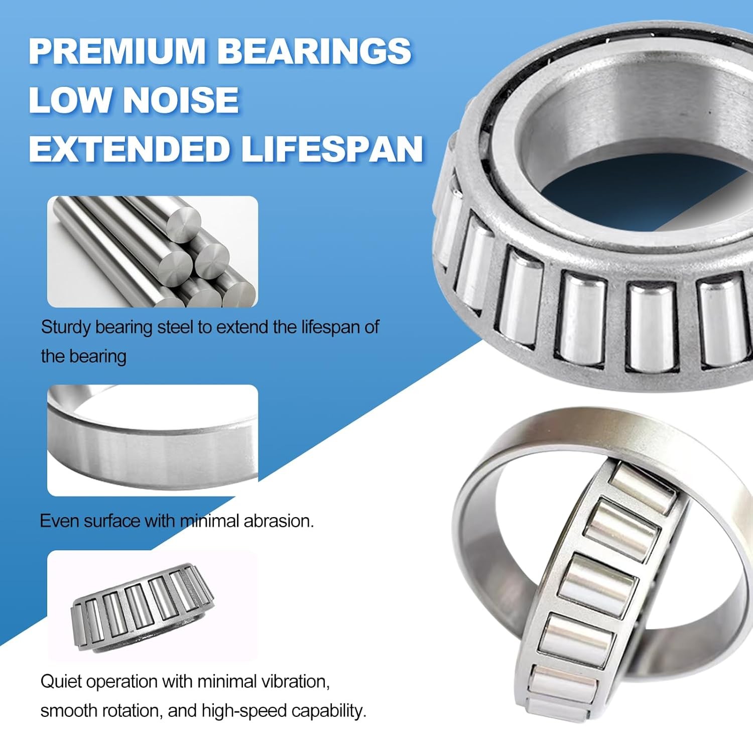 Trailer Axle Bearings Kit L68149 L44649 171255TB Grease Seals 1.98″ Trailer