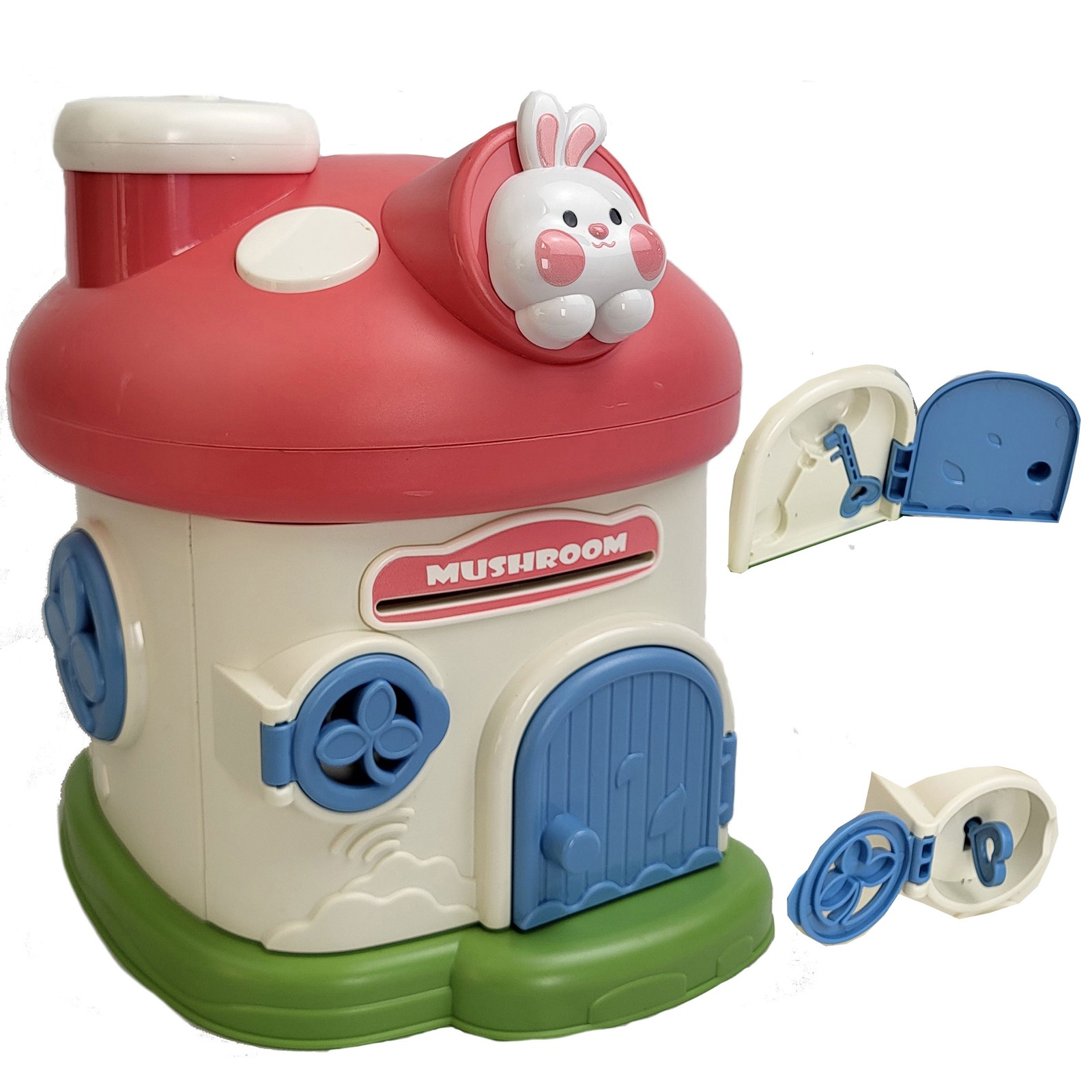 Mushroom House Piggy Bank Kids Secure Lock Money Box 2 Keys BPA Free ASTM