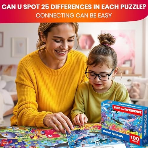 100 Piece Jigsaw Puzzles for Kids 4-8 – Ocean & Forest Animal Search Game, Educa