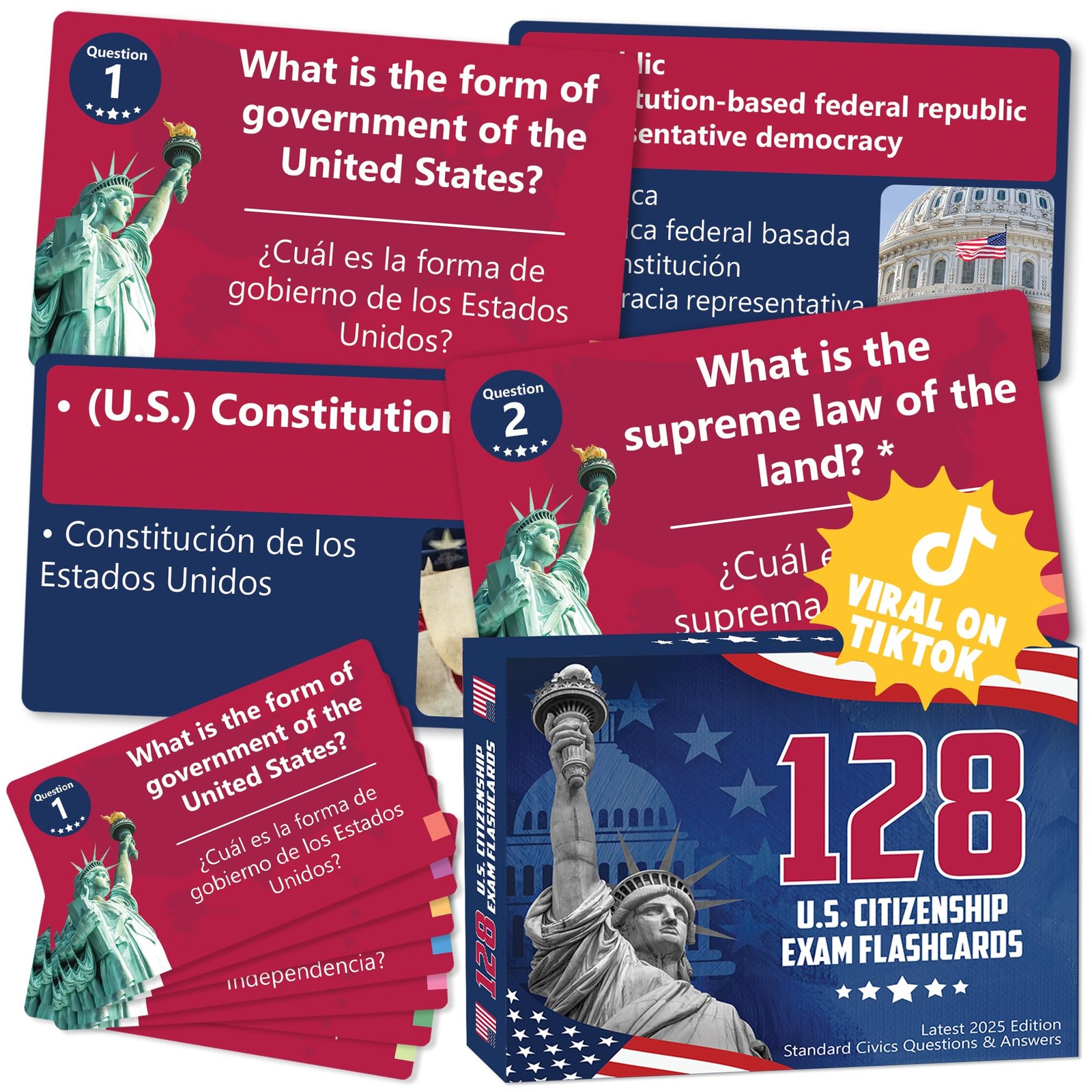 US Citizenship Flash Cards 2026, 128 USCIS Civics Test Questions and Answers,…