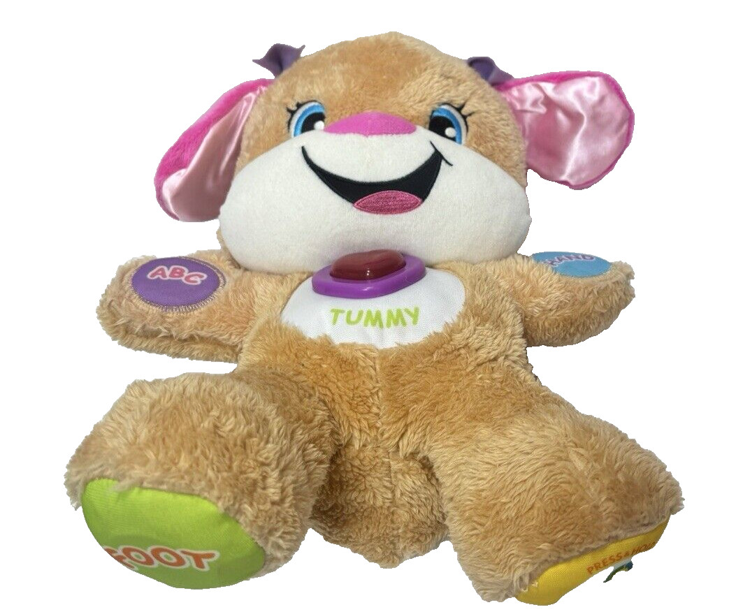 Fisher Price ABC Baby Plush Bear: Interactive Learning Talking Tummy Musical Toy