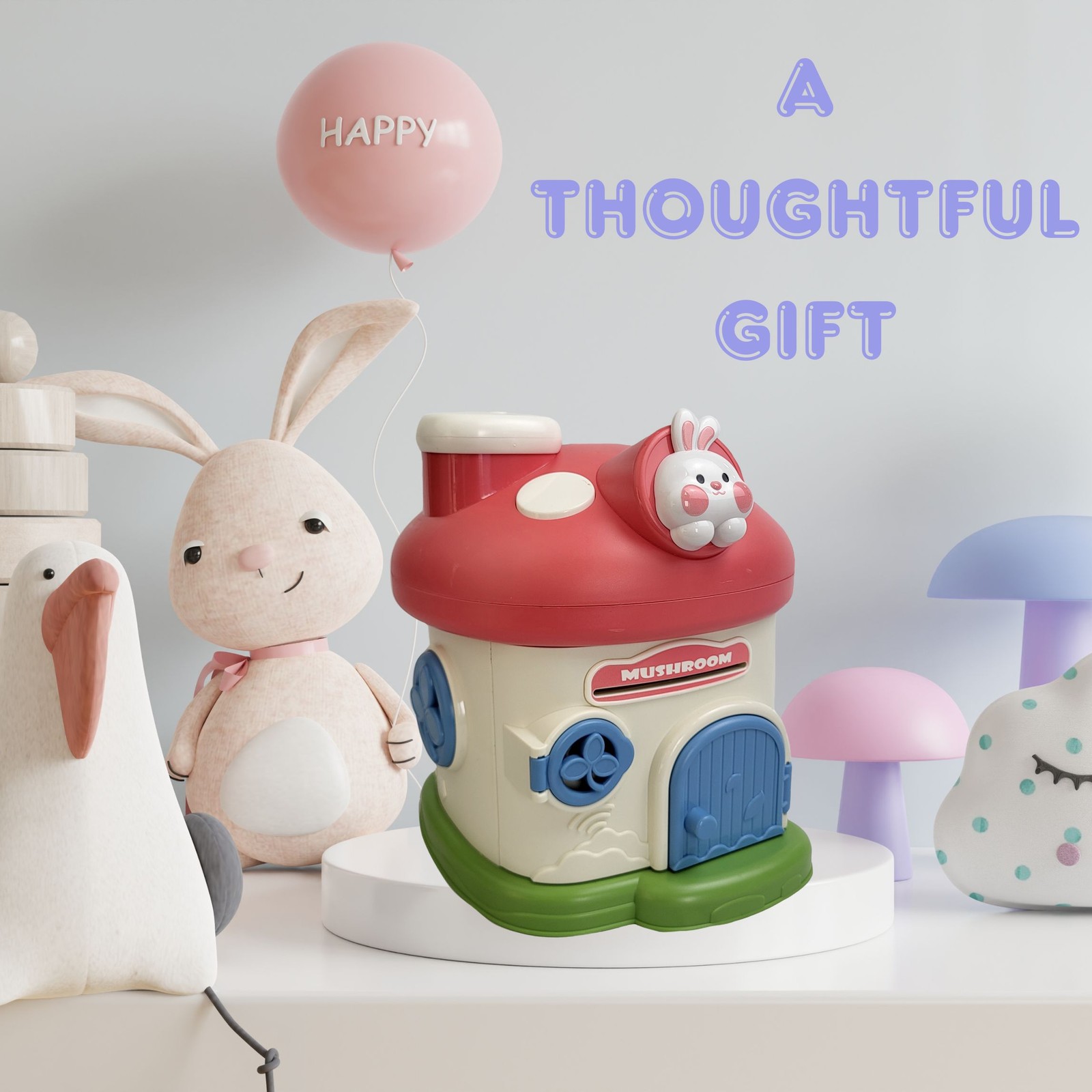 Mushroom House Piggy Bank Kids Secure Lock Money Box 2 Keys BPA Free ASTM