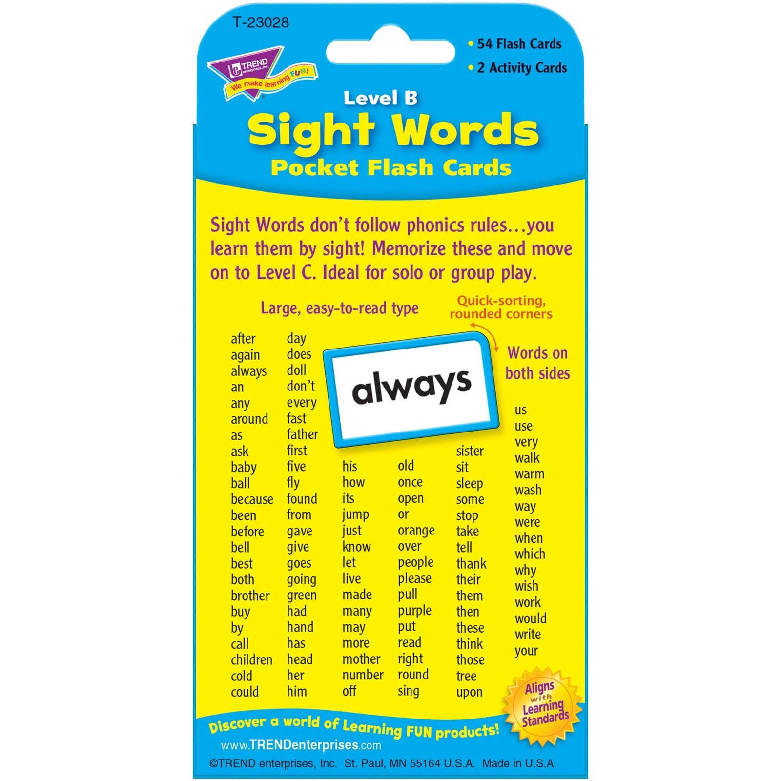Sight Words Level B Pocket Flash Cards, Great for Skill Building and Test Pr…