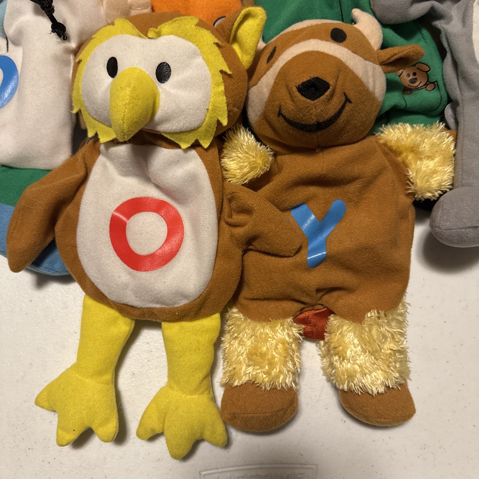 Lot of 11 Kaplan Early Learning Letter Alphabet Animal Job Plush Hand Puppets
