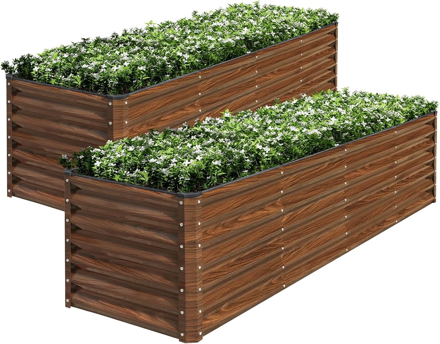 2-Pack 6x2x2FT Galvanized Raised Garden Bed Kit Metal Planter Box Planting