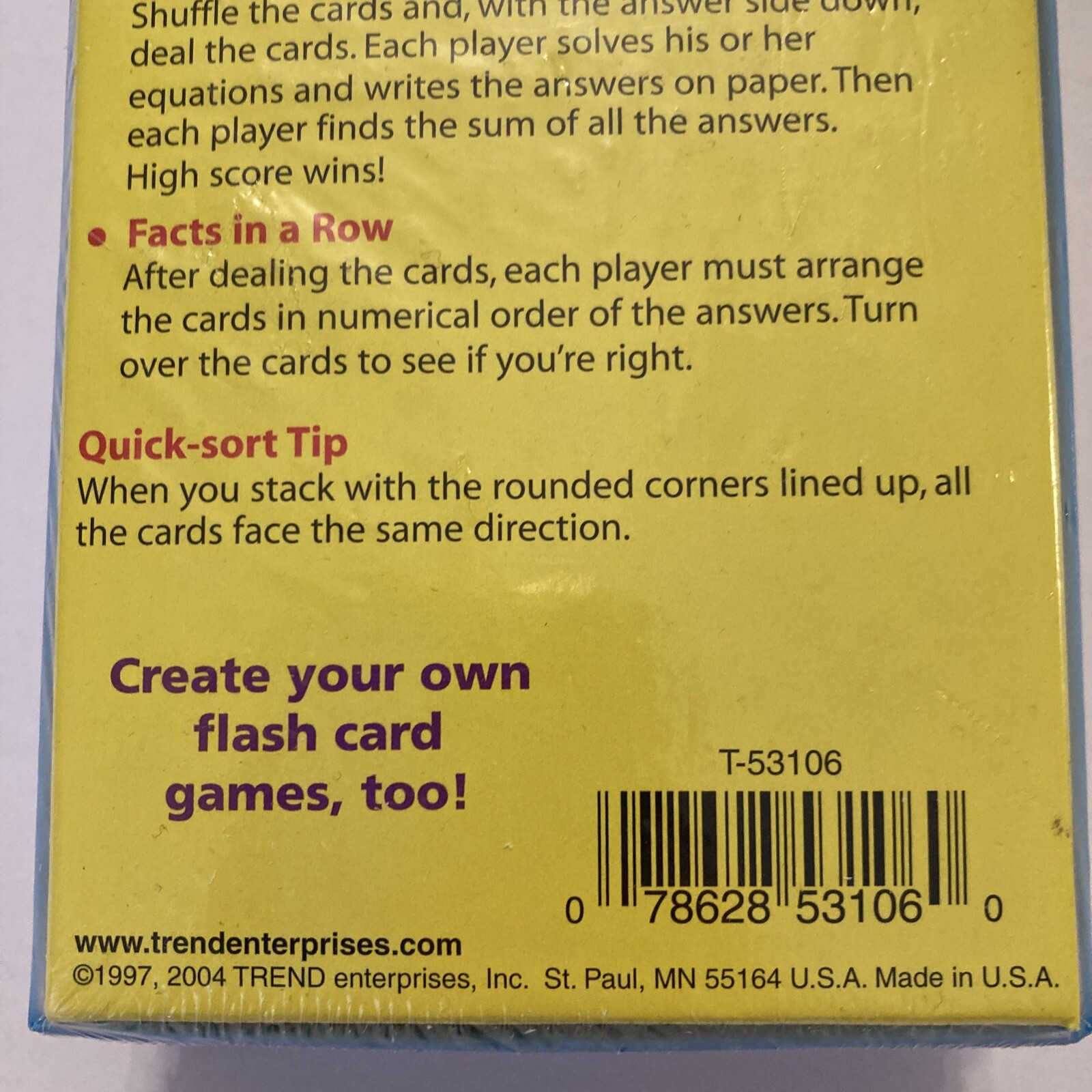 Trend Division Math Flash Cards, Set of 91