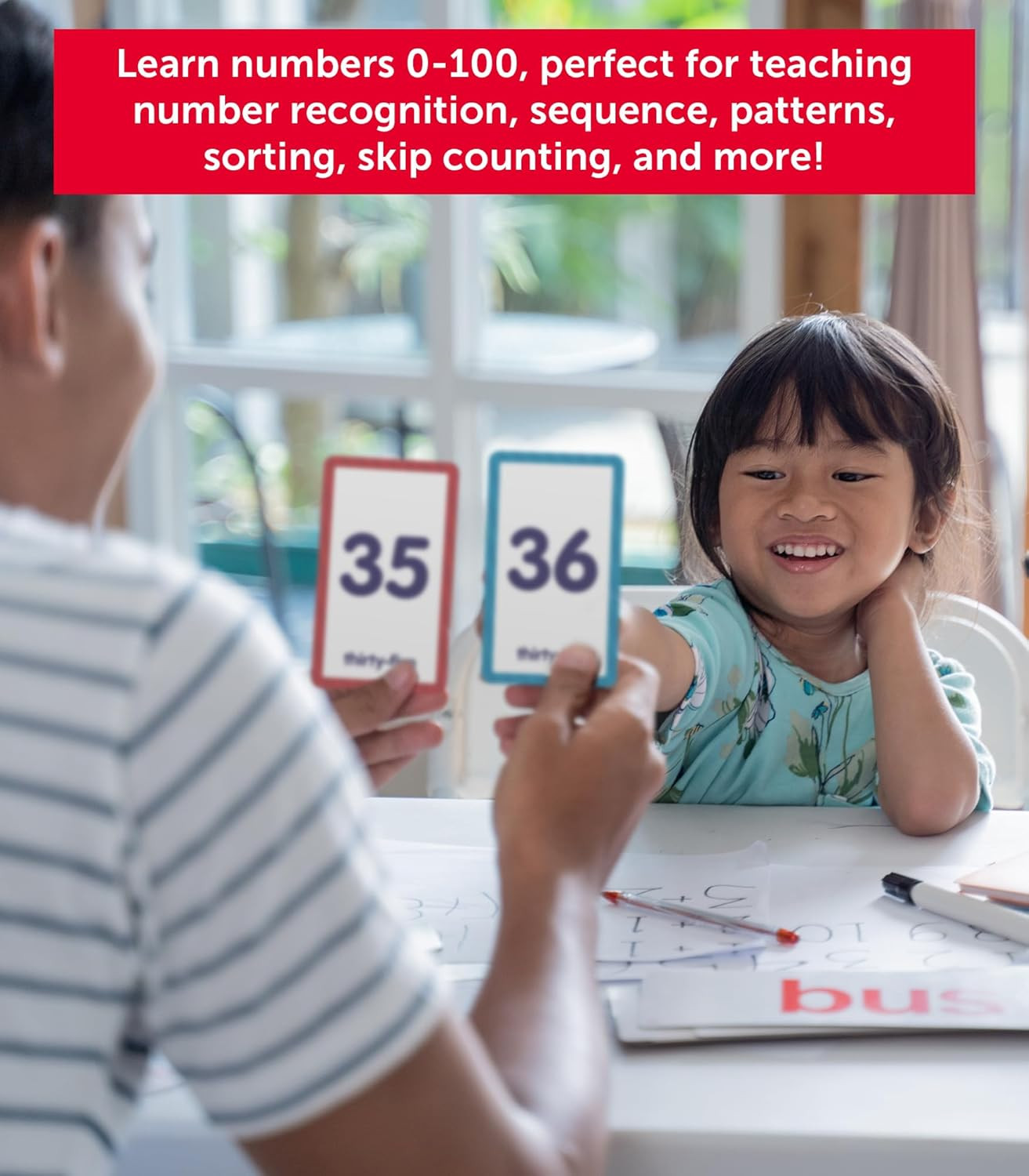 Numbers 0-100 Educational Flash Cards for Preschool & Kindergarten Math Learning