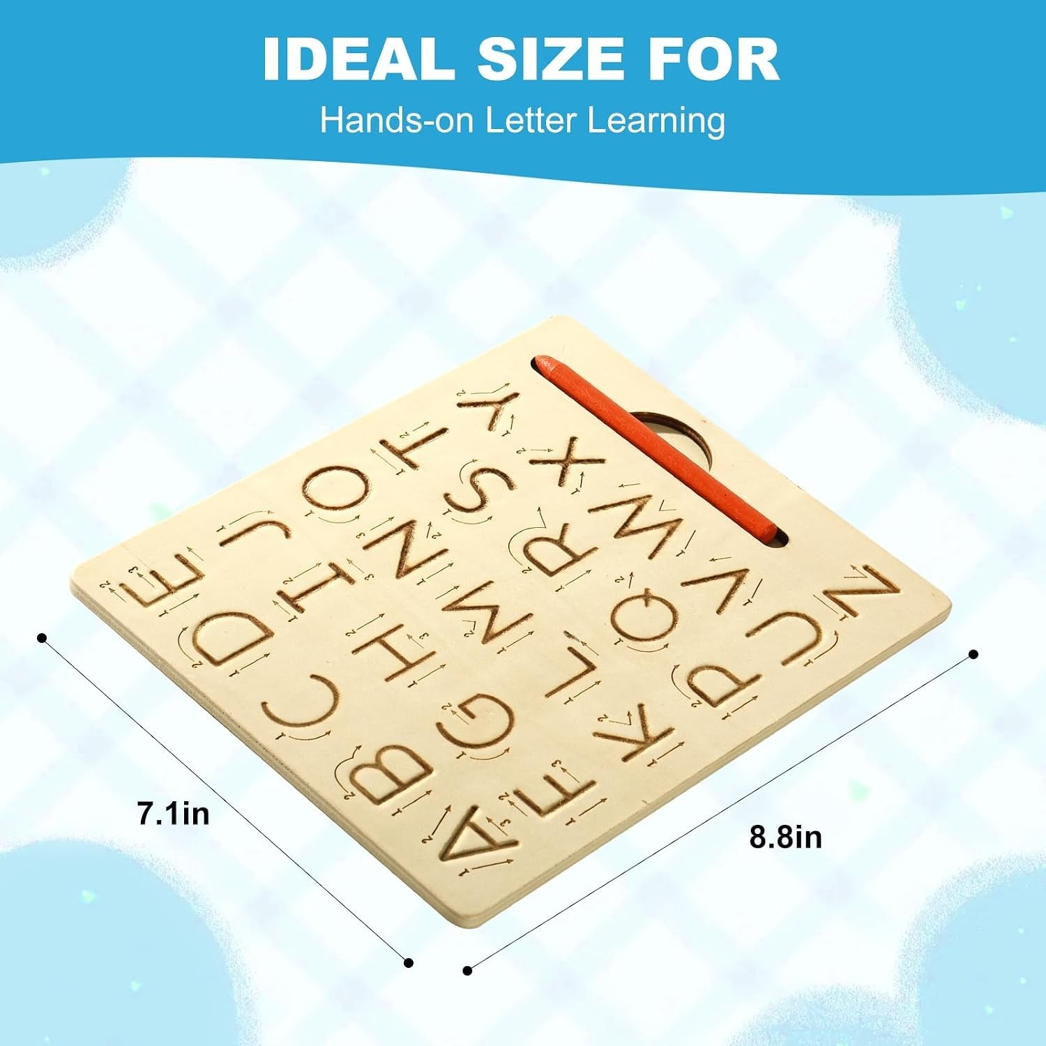 Double-Sided Wooden Alphabet Tracing Board for Kids – Reusable Handwriting Tool