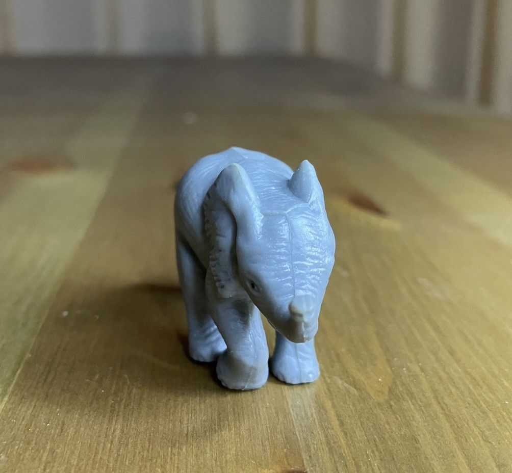 K & M INT Gray Elephant Baby Calf Plastic Toy Animal 2″