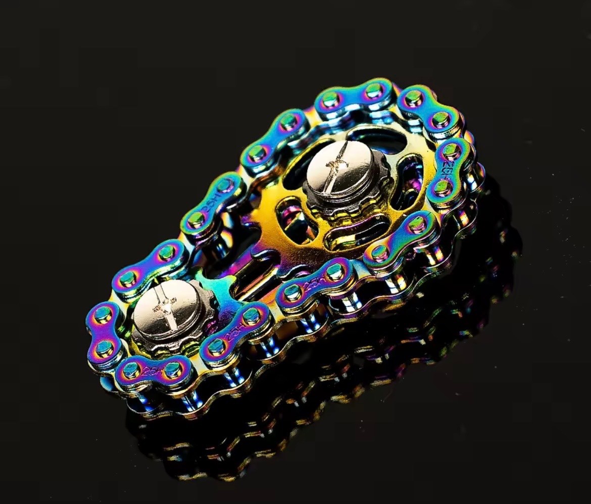 Rainbow Bicycle Chain Finger Spinner Stainless Steel Fidget Toy Stress Relief