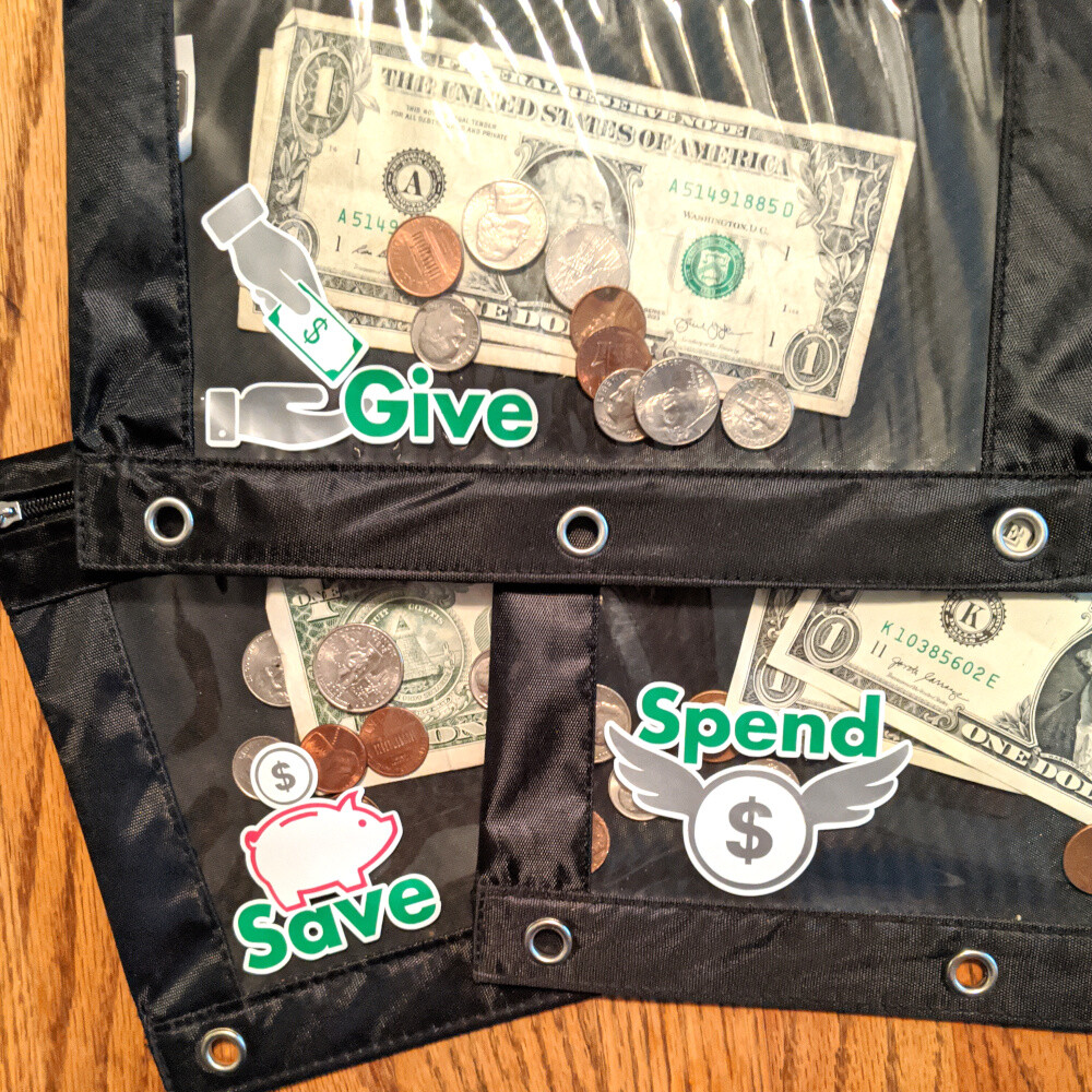 Money Management for Kids finance education envelope pouch save spend give