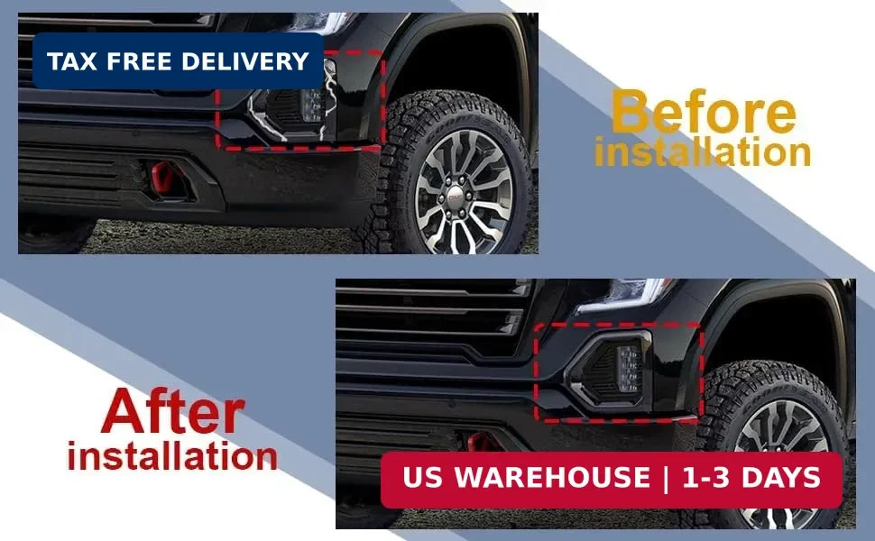 COOL STAR 1 Pair Front Fog Light Bezel Cover Exterior Trim Compatible with 2019-