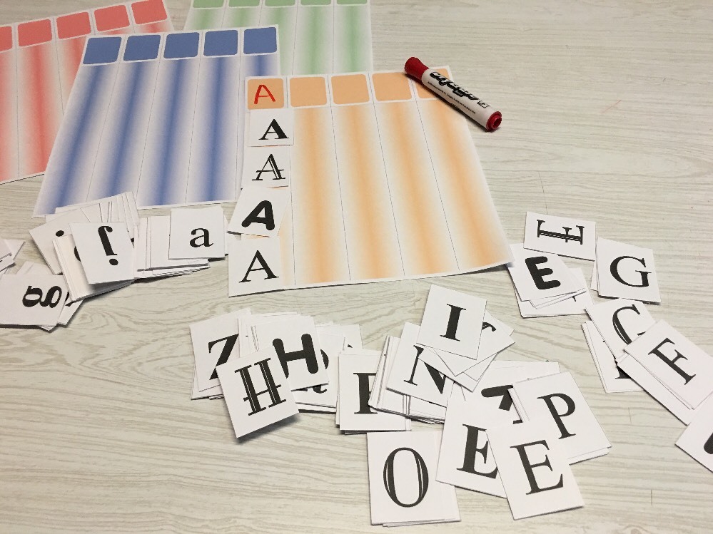 Upper & Lower Case Letter Sort – 4 Laminated Dry Erase Mats – 260 Letter Cards