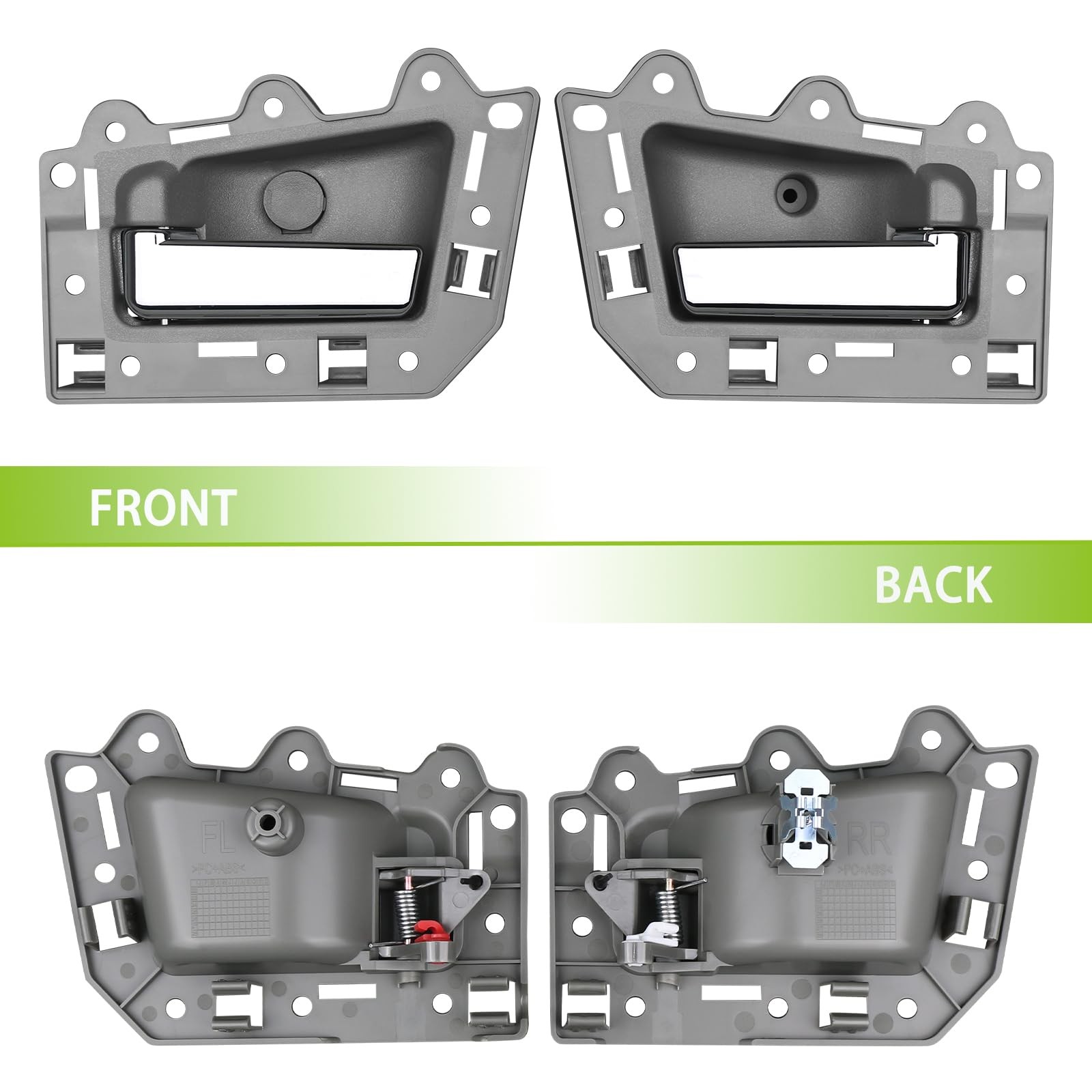 omoZone 4pcs Interior Door Handle Front/Rear Left and Right Gray with Chrome