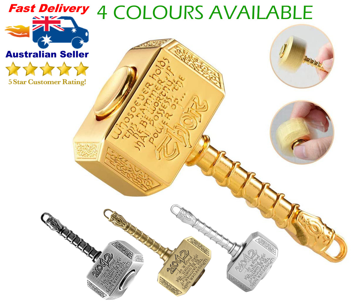 Fidget Spinner Thor Hammer Cool Metal Fidgeting Finger Spinners Toys ADHD Focus