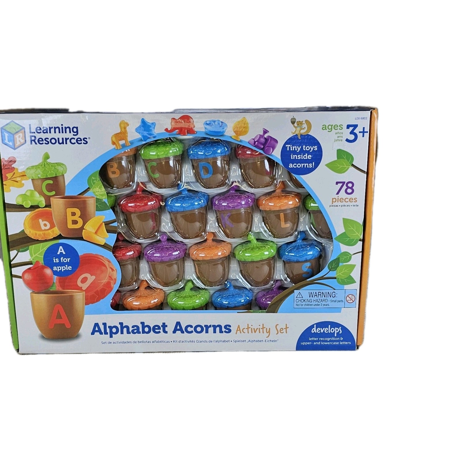 Learning Resources Alphabet Acorns Activity Set, 78 Pieces, Homeschooling New