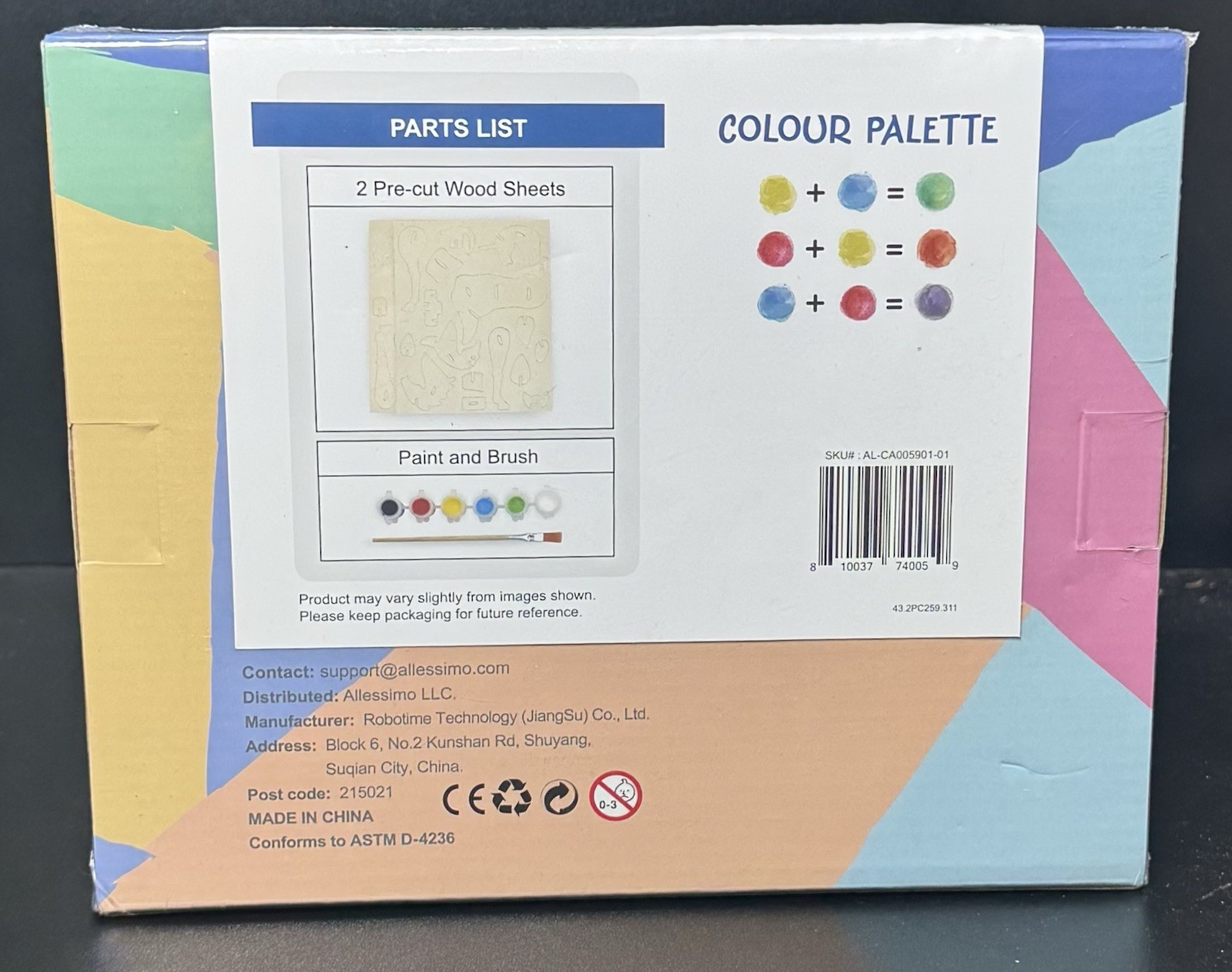 SEALED NEW Allessimo Reality Puzzle Paint Kit Civil Airplane Wood