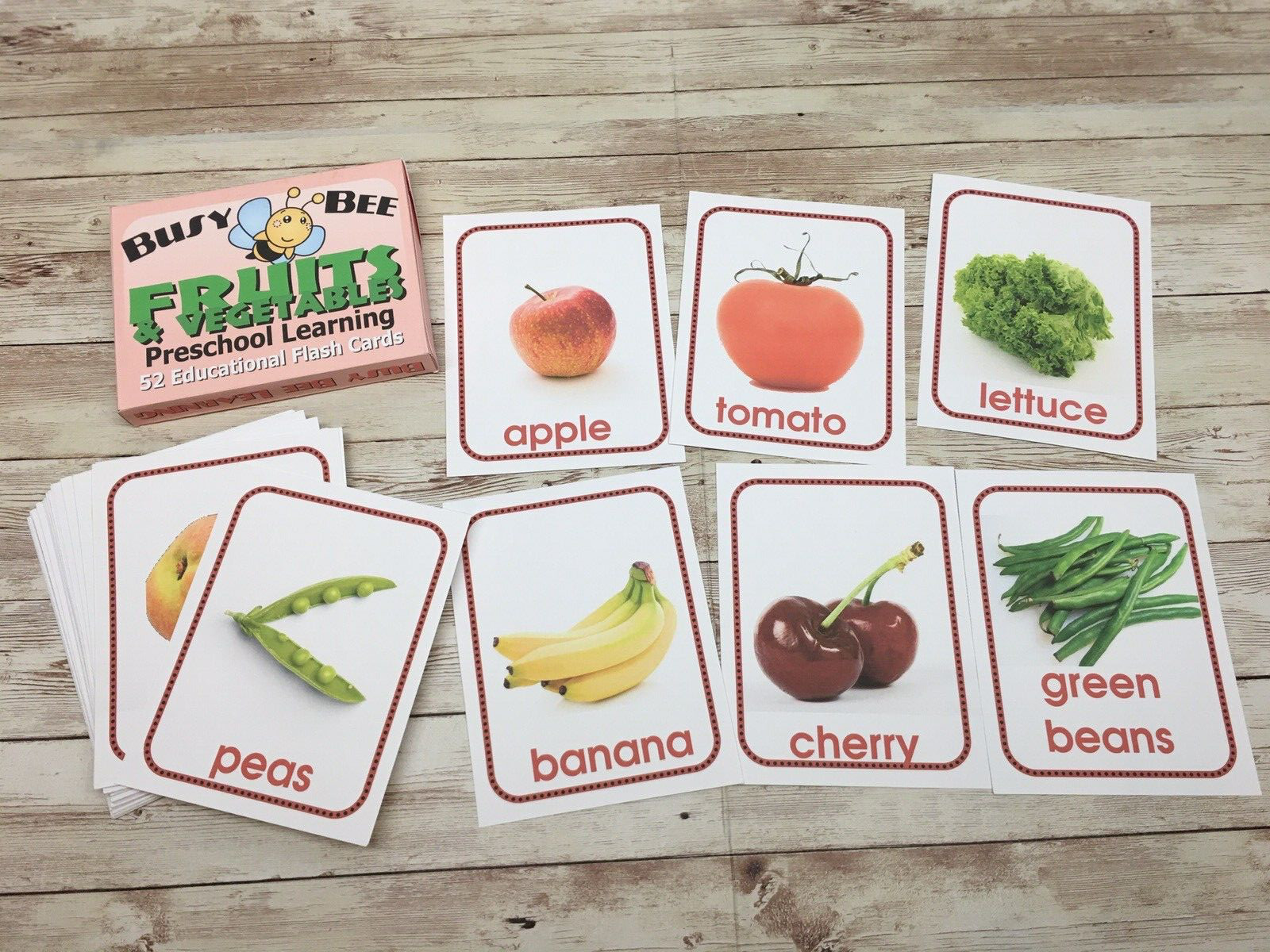 Fruits and Vegetables- Busy Bee Preschool Learning – 52 Educational Flash Cards