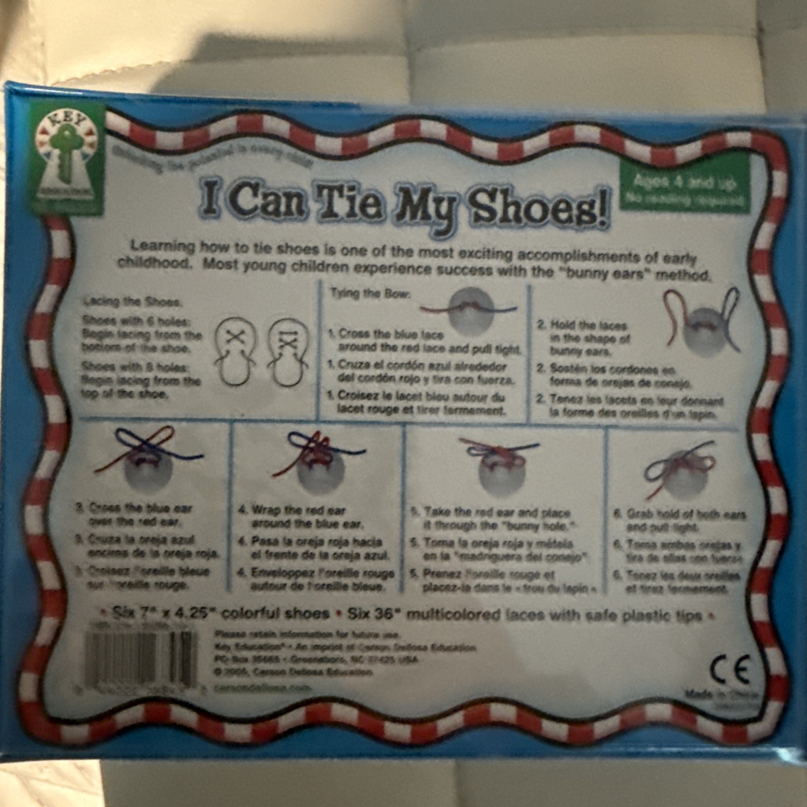 I Can Tie My Shoes Lacing Cards 846000 Key Education Brand New