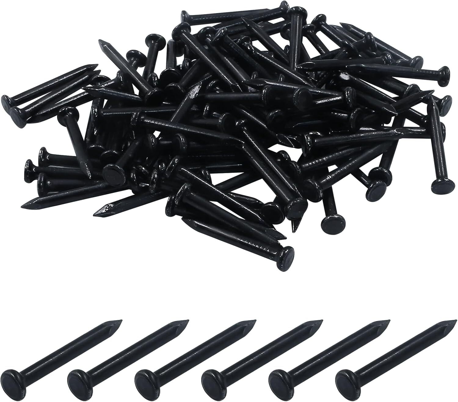 Hordion 100pcs Hardware Nails 1 inch, Carbon Steel Point Tip Cement Nails
