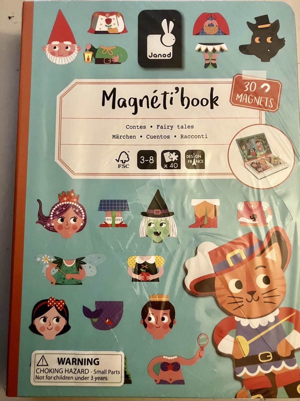 Janod Magneti’Book Fairy Tales Magnetic Puzzle Book 30 Magnets Age 3-8 New