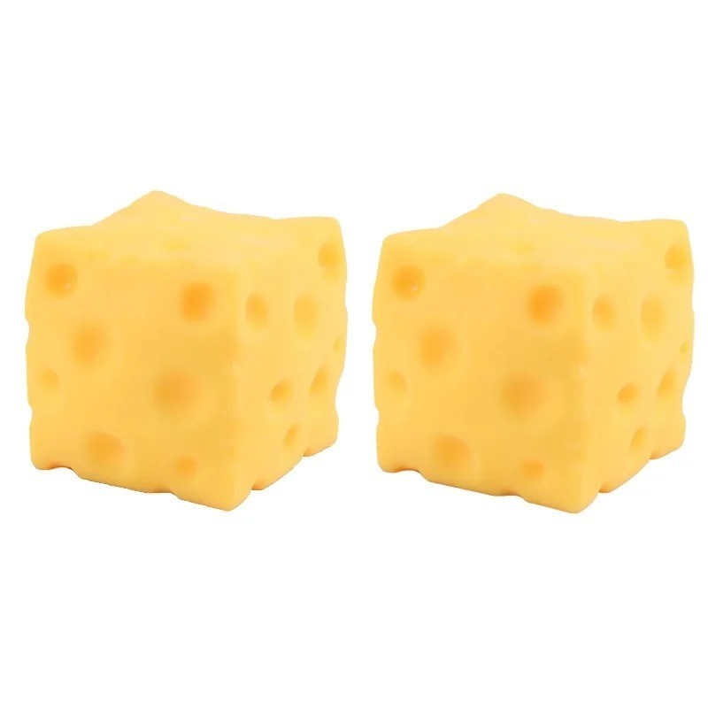 2Pcs Square Cheese Squeeze Toys Slow Rebound Push Stress Relief Sensory Toy